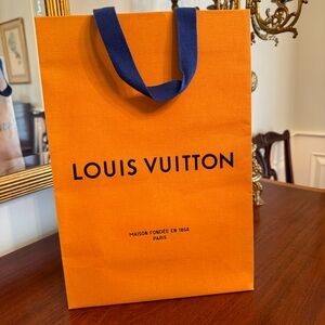 Louis Vuitton Shopping Tote Bag – Iconic Orange with Blue Handles
